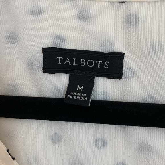 TALBOTS | Polka Dots Cream Long Sleeve Blouse Size M - Picture 4 of 5